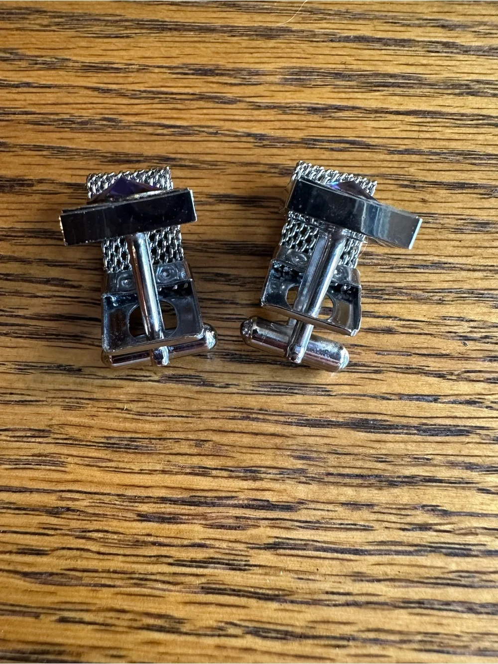 Vintage Men’s Cufflinks Set of Two Silver Tone